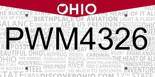 PWM4326 Ohio License Plate