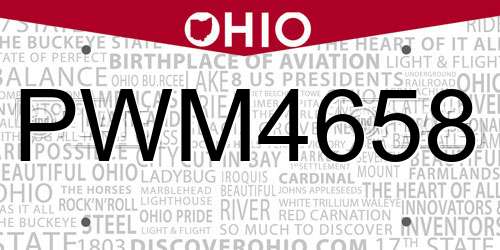 PWM4658 Ohio License Plate