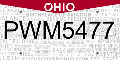 PWM5477 Ohio License Plate