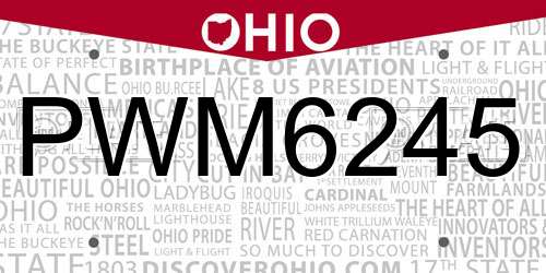 PWM6245 Ohio License Plate