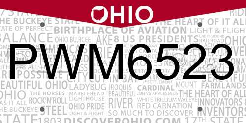 PWM6523 Ohio License Plate