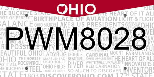 PWM8028 Ohio License Plate