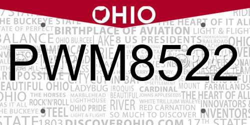 PWM8522 Ohio License Plate