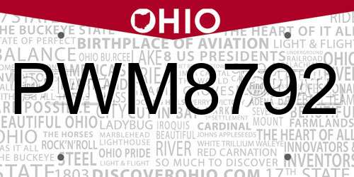 PWM8792 Ohio License Plate