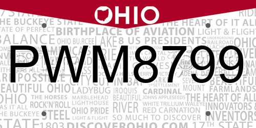 PWM8799 Ohio License Plate