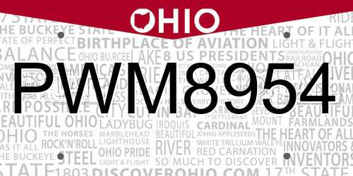 PWM8954 Ohio License Plate