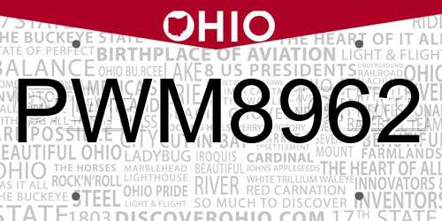 PWM8962 Ohio License Plate