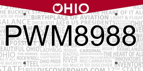 PWM8988 Ohio License Plate