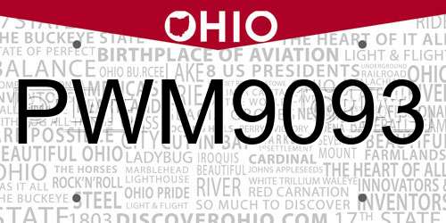 PWM9093 Ohio License Plate