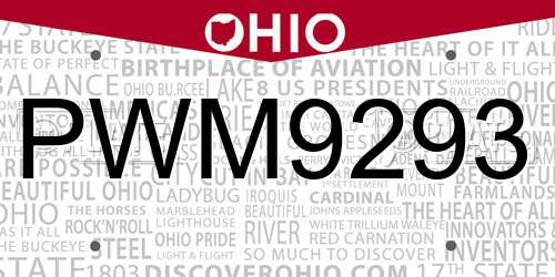 PWM9293 Ohio License Plate