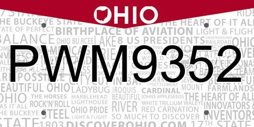PWM9352 Ohio License Plate