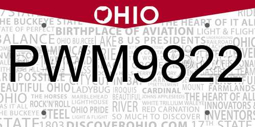 PWM9822 Ohio License Plate