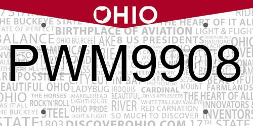 PWM9908 Ohio License Plate