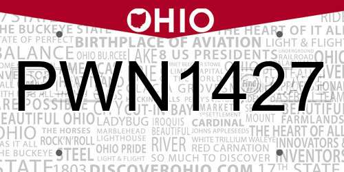 PWN1427 Ohio License Plate
