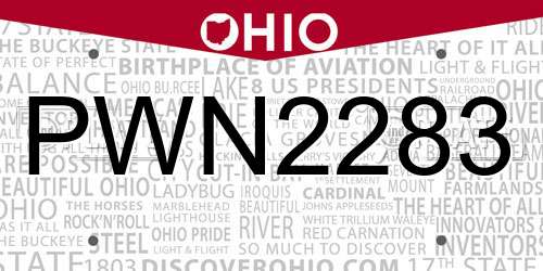 PWN2283 Ohio License Plate