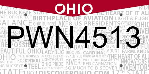 PWN4513 Ohio License Plate