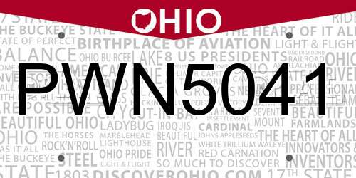 PWN5041 Ohio License Plate