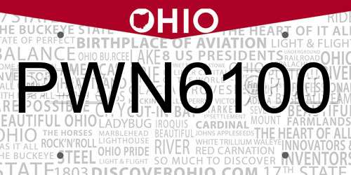 PWN6100 Ohio License Plate