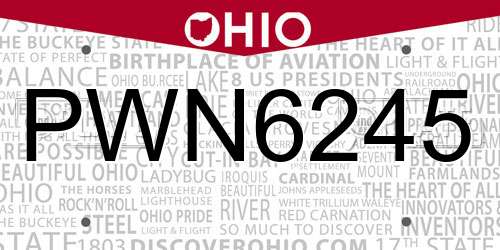 PWN6245 Ohio License Plate