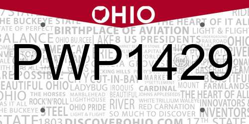 PWP1429 Ohio License Plate