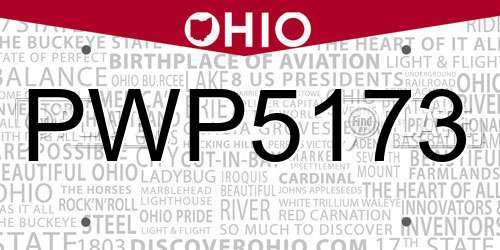 PWP5173 Ohio License Plate
