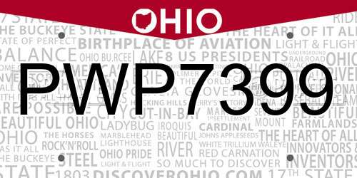 PWP7399 Ohio License Plate