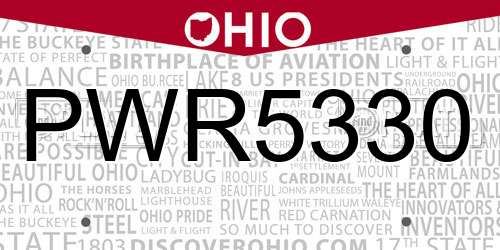 PWR5330 Ohio License Plate