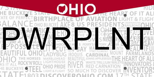PWRPLNT Ohio License Plate