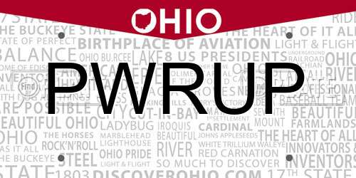 PWRUP Ohio License Plate