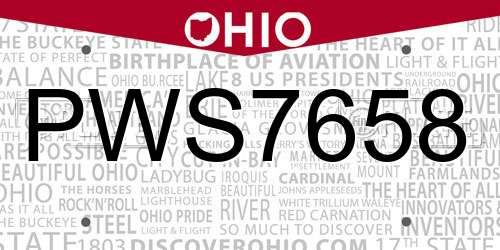 PWS7658 Ohio License Plate