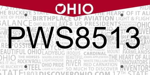 PWS8513 Ohio License Plate