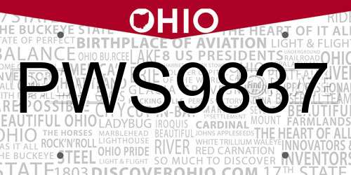 PWS9837 Ohio License Plate