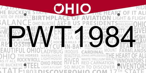 PWT1984 Ohio License Plate