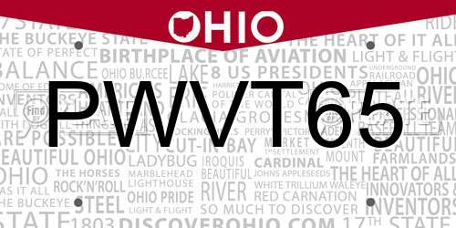 PWVT65 Ohio License Plate