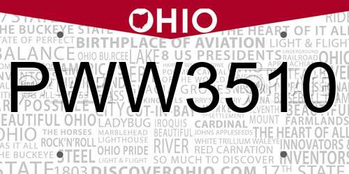 PWW3510 Ohio License Plate
