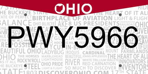PWY5966 Ohio License Plate
