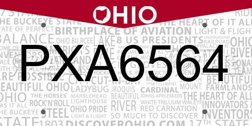 PXA6564 Ohio License Plate