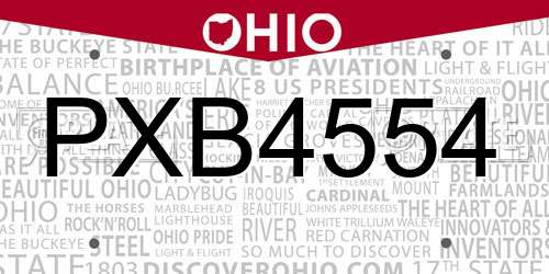 PXB4554 Ohio License Plate