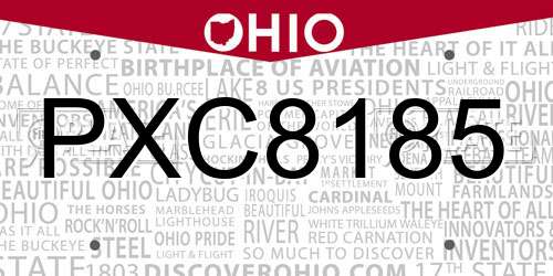 PXC8185 Ohio License Plate