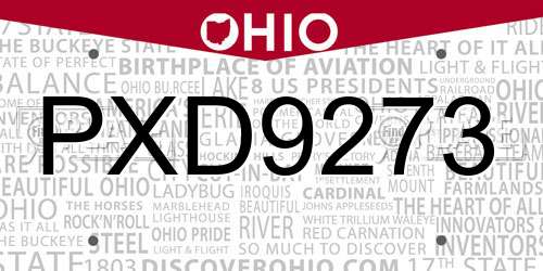 PXD9273 Ohio License Plate