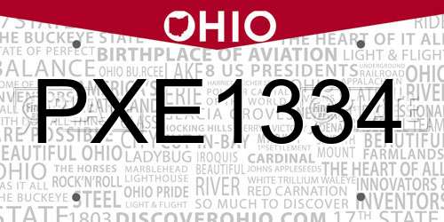 PXE1334 Ohio License Plate