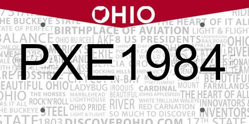 PXE1984 Ohio License Plate