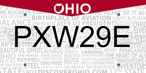 PXW29E Ohio License Plate