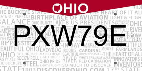 PXW79E Ohio License Plate