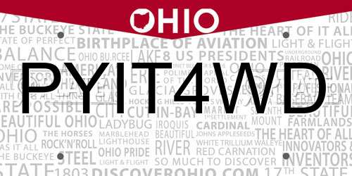 PYIT4WD Ohio License Plate