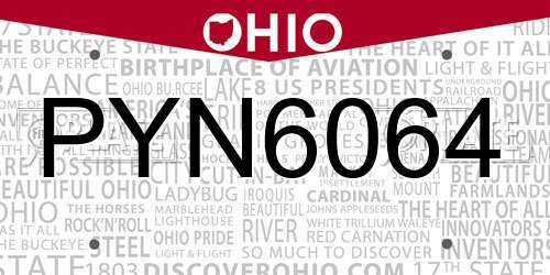 PYN6064 Ohio License Plate