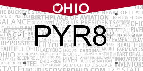 PYR8 Ohio License Plate