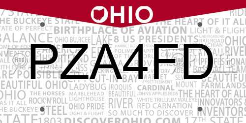 PZA4FD Ohio License Plate