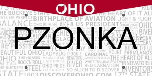 PZONKA Ohio License Plate