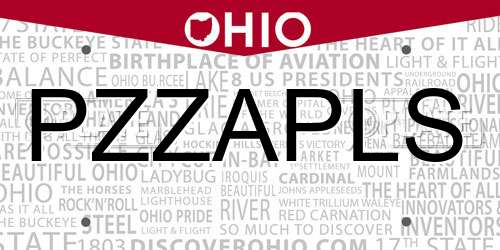 PZZAPLS Ohio License Plate